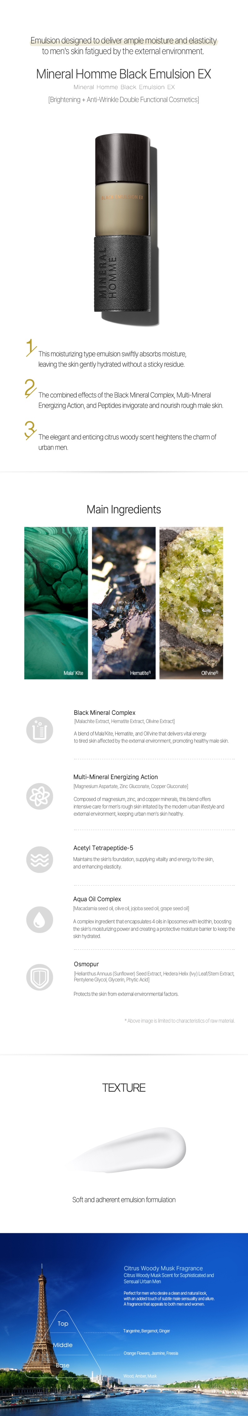 THE SAEM Mineral Homme Black Emulsion EX 130ml