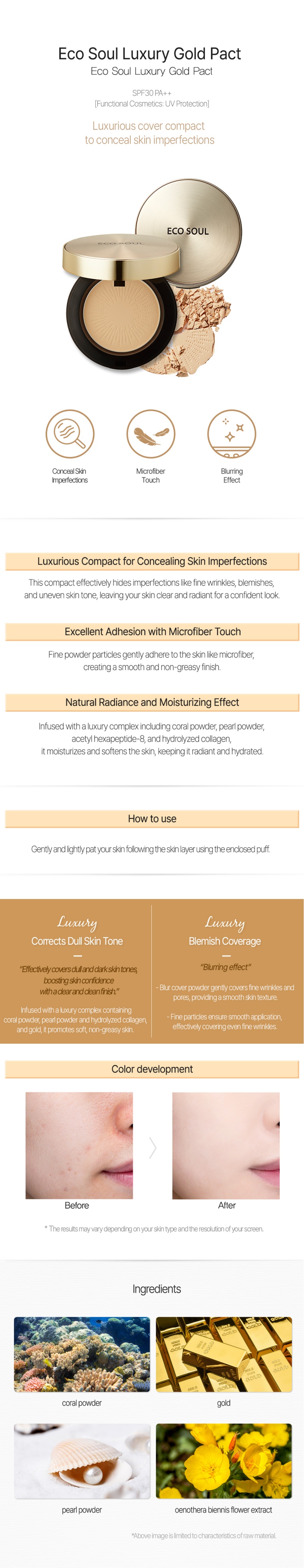 THE SAEM Eco Soul Luxury Gold Pact 9g (2Color)