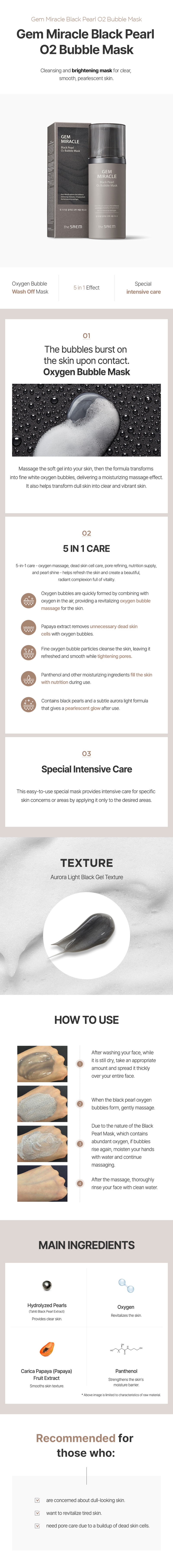 THE SAEM Gem Miracle Black Pearl O2 Bubble Mask 105g