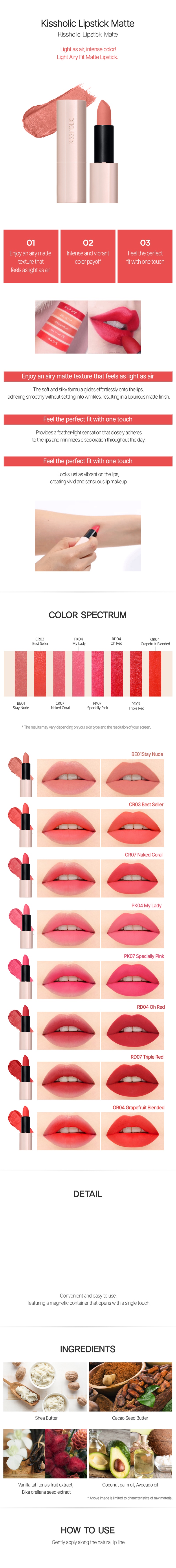 THE SAEM Kissholic Lipstick Matte 3.5g (10Color)