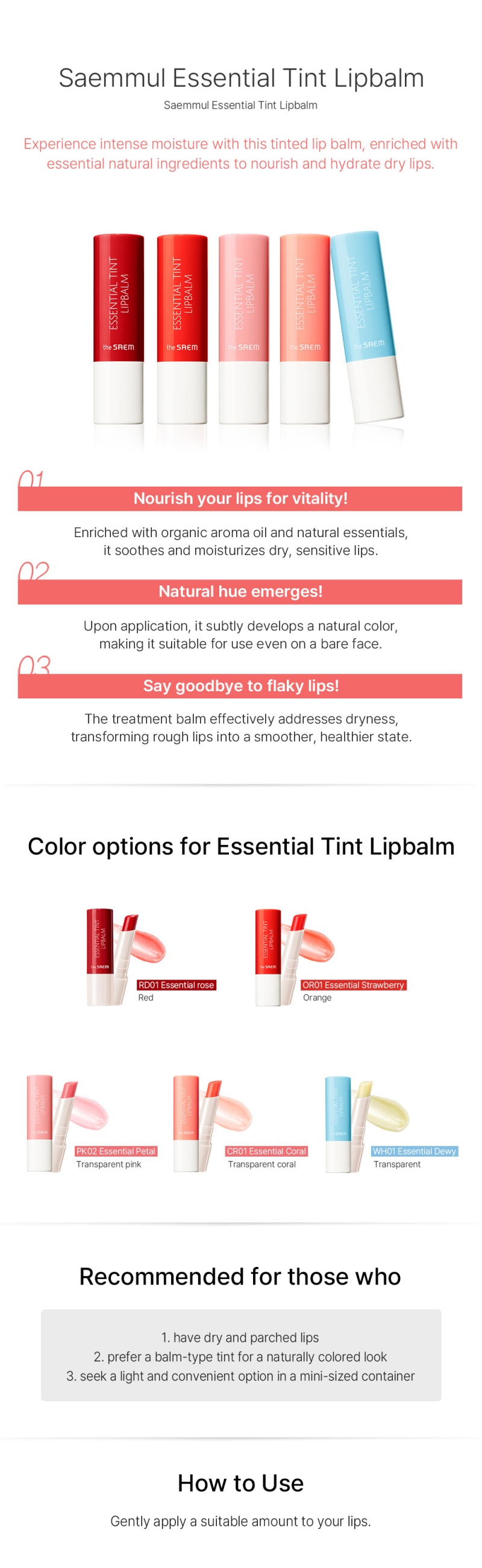 THE SAEM Saemmul Essential Tint Lipbalm 4g
