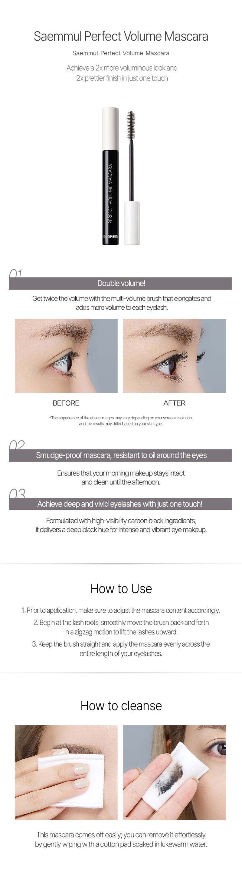 THE SAEM Saemmul Perfect Volume Mascara 8ml