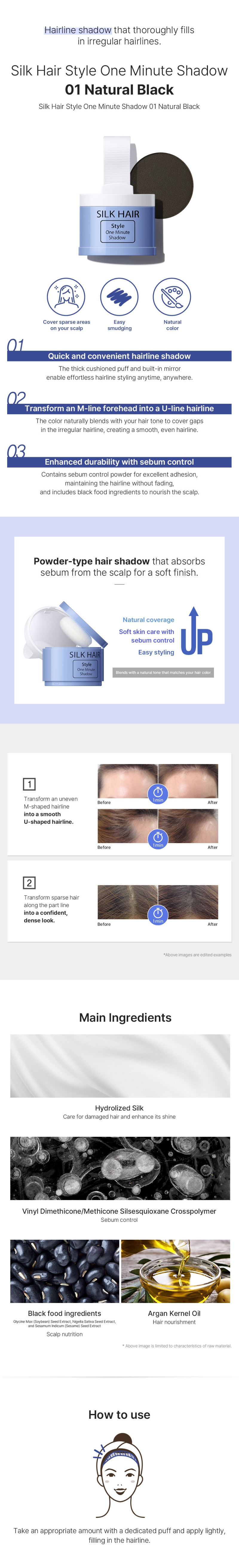 THE SAEM Silk Hair Style One Minute Shadow 01 Natural Black 4g