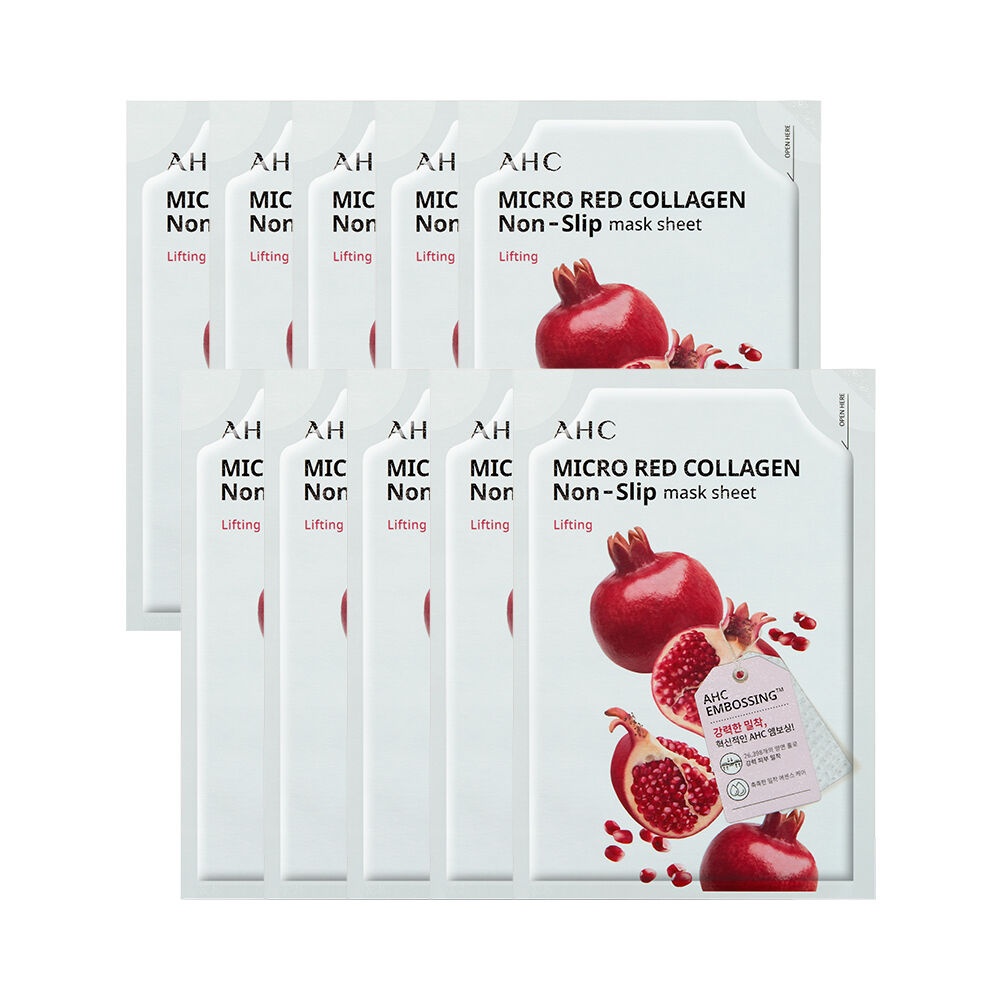 AHC Micro Red Collagen Non-Slip Mask Sheet 10 Sheets