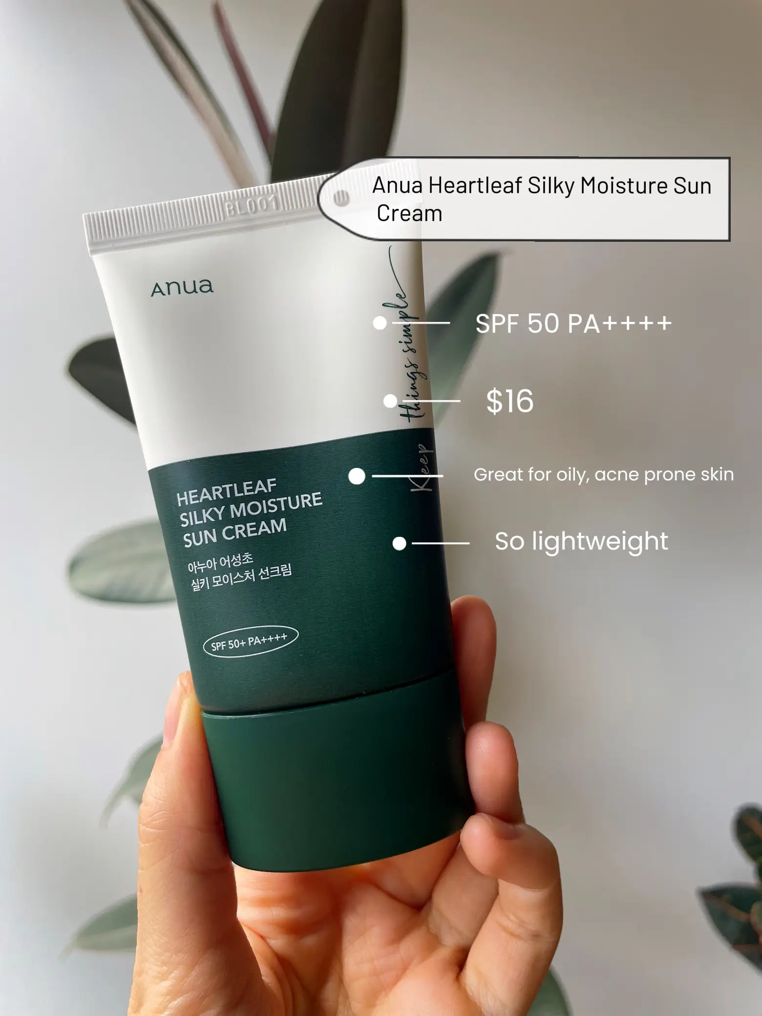 ANUA Heartleaf Silky Moisture Sunscreen 50ml