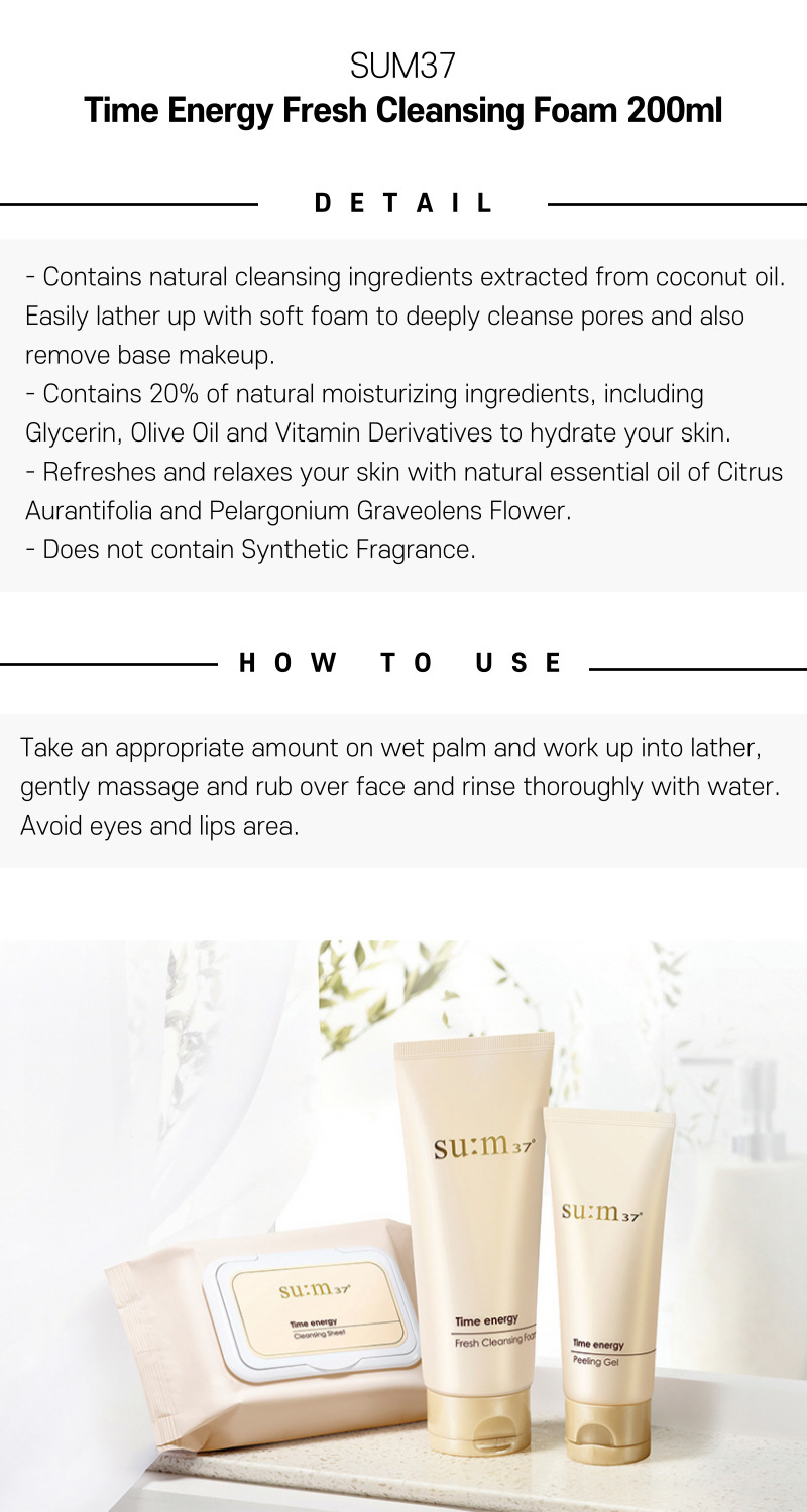 SUM37 Time Energy Fresh Cleansing Foam 200ml Detail Image