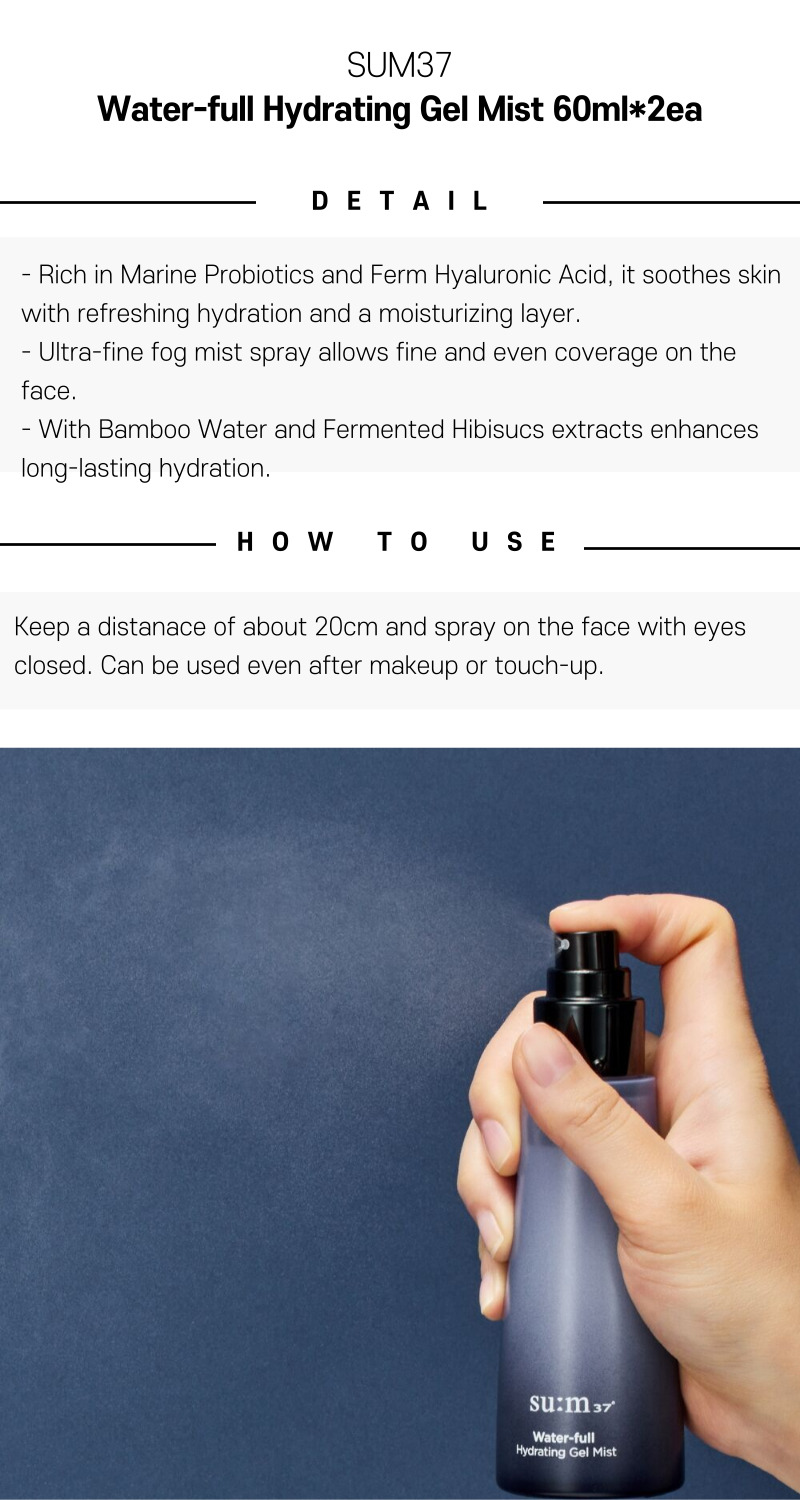 SUM37 Water-full Hydrating Gel Mist 60ml*2ea Detail Image