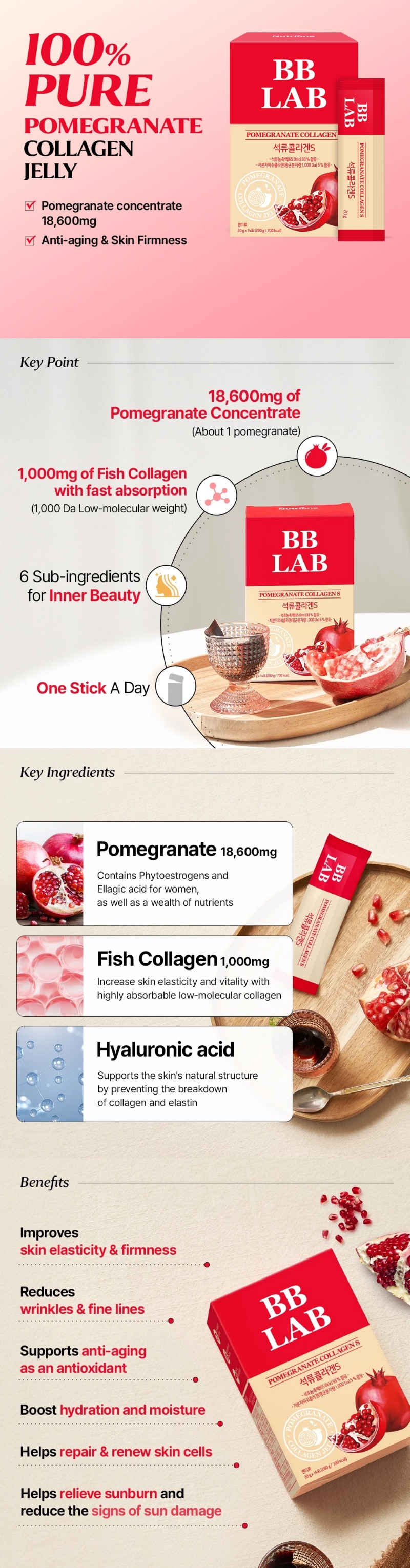 BB LAB Pomegranate Collagen S Jelly 4EA (20g*14 Sticks) (8 Weeks)-copy