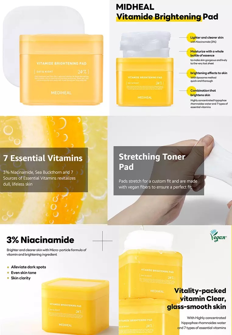 MEDIHEAL Vitamide Brightening Pad 100ea + Refill 100ea