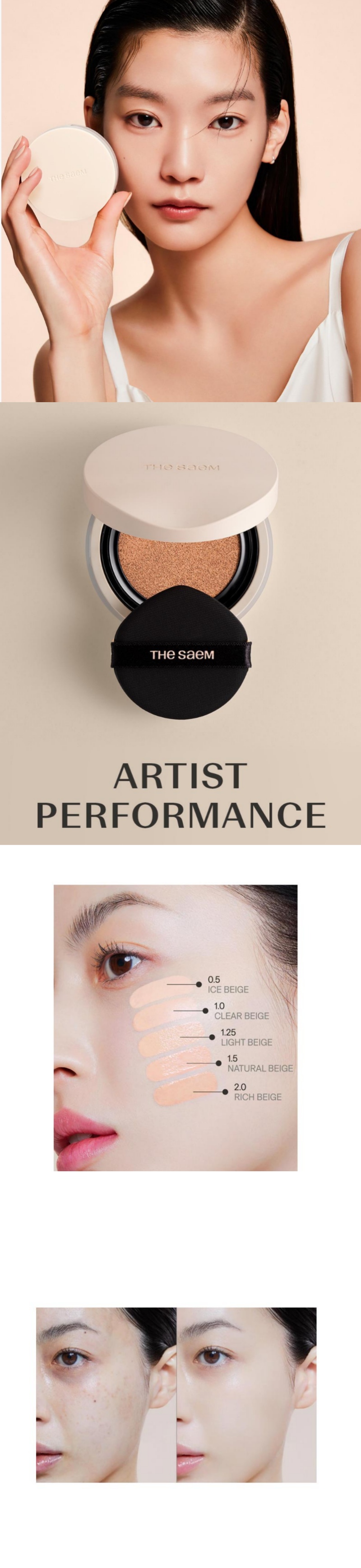THE SAEM Cover Perfection Concealer Cushion 12g+Refill 12g (3 colors)