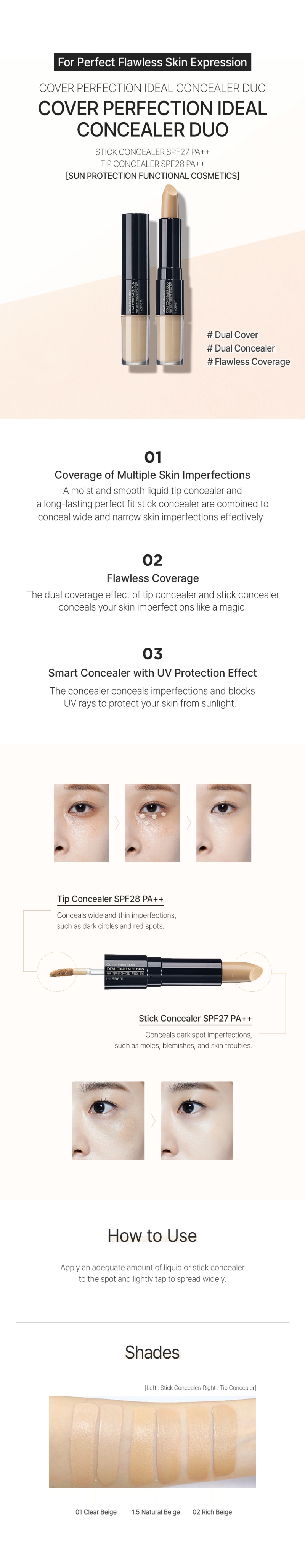 THE SAEM Cover Perfection Ideal Concealer Duo 4.5g+4.2g (3Color)