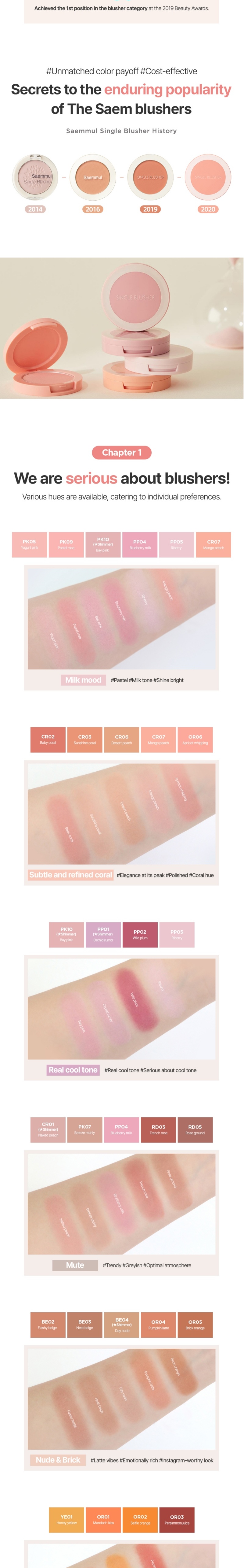 THE SAEM Saemmul Single Blusher 5g (24Color)