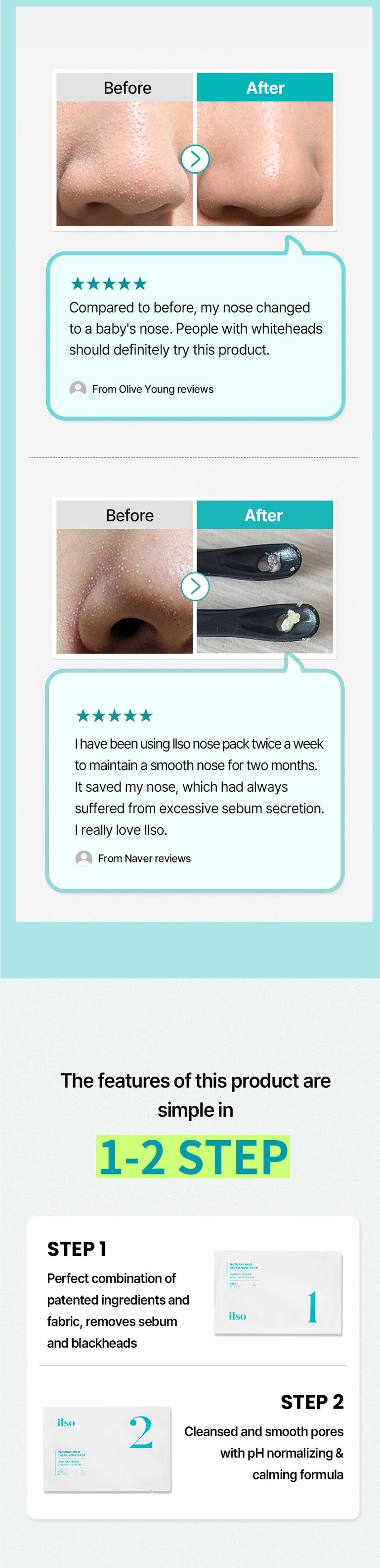 ilso Natural Mild Clear Nose Pack 5pcs-copy