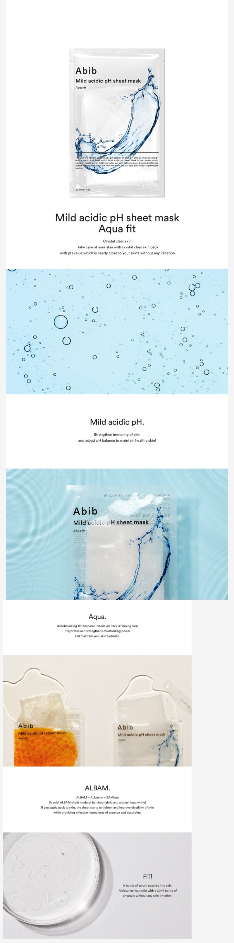 Abib Mild acidic pH sheet mask Aqua fit (10 sheets)