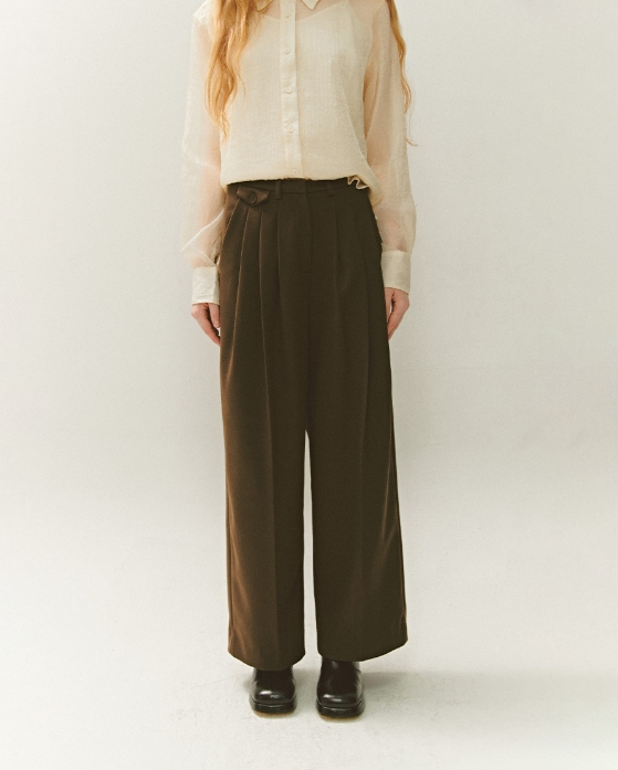 Three Tuck Wide Pants [BLACK]-copy